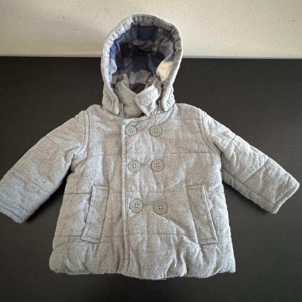 Baby Gap Coat Jacket - Removable Hoodie - 12-8 months - Flannel like inside